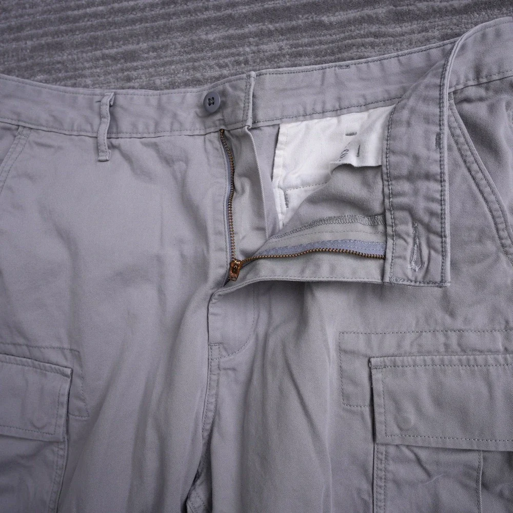 Levi Strauss Men Gray Cargo Shorts‎ Cotton Twill Multi Pocket 36 Fit 35x8.5